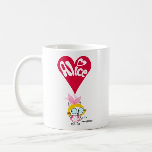 ワンダーランドのネコたちのアリス コーヒーマグカップ (左)