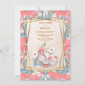 ワンダーランドのピンクのヴィンテージ結婚アリス 招待状 (正面)