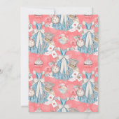 ワンダーランドのピンクのヴィンテージ結婚アリス 招待状 (裏面)