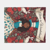 ワンダーランドのブラックアリス フリースブランケット (正面(横))