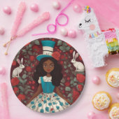 ワンダーランドのブラックアリス ペーパープレート (パーティー)