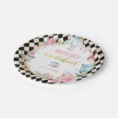 ワンダーランドのブラックピンクアリス誕生日おめでとう ペーパープレート (アングル)