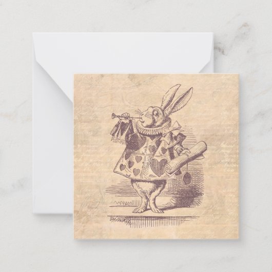 ワンダーランドのヘラルド·ホワイト·ウサギ·ヴィンテージ·アリス ノートカード (正面)