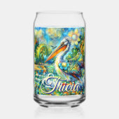 ワンダーランドのペリカンパーソナライズされたフローラ ガラス缶 (正面)