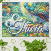 ワンダーランドのペリカンパーソナライズされたフローラ キッチンタオル (折り畳み)