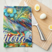 ワンダーランドのペリカンパーソナライズされたフローラ キッチンタオル (四つ折り)
