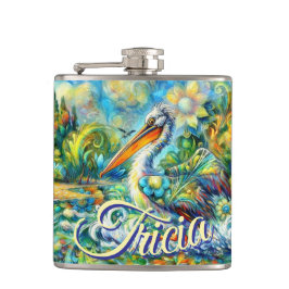 ワンダーランドのペリカンパーソナライズされたフローラ フラスク