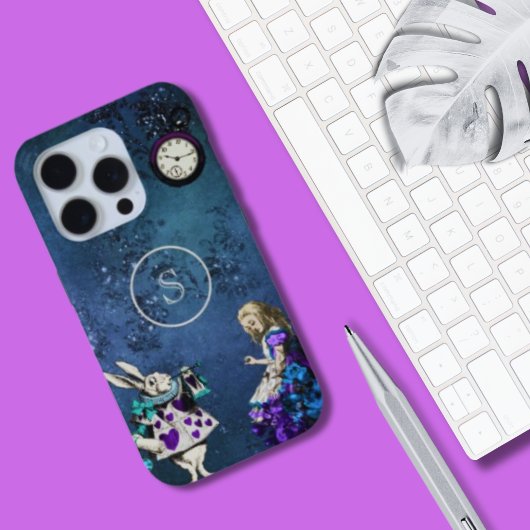 ワンダーランドのモノグラムヴィンテージダークブルーアリス Case-Mate iPhoneケース
