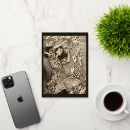 ワンダーランドのラッカムアリスのクリスマス金ゴールド 箔グリーティングカード