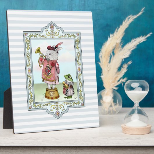 ワンダーランドの可愛いアリス白うさぎイースターアート フォトプラーク (側面)