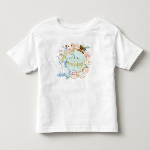 ワンダーランドの女の子の誕生日アリス幼児Tシャツ トドラーTシャツ