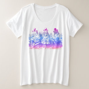 ワンダーランドの女性とアリス三つのクイーンズアート プラスサイズTシャツ