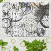 ワンダーランドの時計に登場する白うさぎのアリス キッチンタオル (折り畳み)