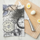 ワンダーランドの時計に登場する白うさぎのアリス キッチンタオル (四つ折り)