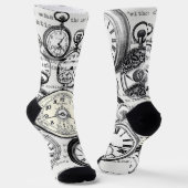 ワンダーランドの時計に登場する白うさぎのアリス ソックス (傾斜あり)