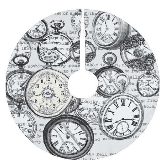 ワンダーランドの時計に登場する白うさぎのアリス ブラッシュドポリエステルツリースカート (正面)