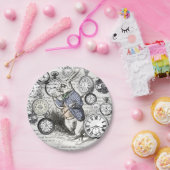 ワンダーランドの時計に登場する白うさぎのアリス ペーパープレート (パーティー)