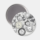 ワンダーランドの時計に登場する白うさぎのアリス マグネット (正面/裏面)