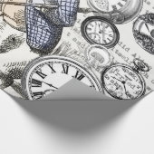 ワンダーランドの時計に登場する白うさぎのアリス ラッピングペーパー (角)