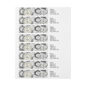 ワンダーランドの時計に登場する白うさぎのアリス ラップアラウンド宛名ラベル (シート)