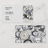 ワンダーランドの時計に登場する白うさぎのアリス 名刺 (正面/裏面)