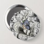 ワンダーランドの時計に登場する白うさぎのアリス 缶バッジ (正面&裏面)