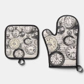 ワンダーランドの時計に登場する白うさぎのアリス 鍋つかみ&鍋敷きセット (正面)