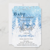 ワンダーランドの森の赤ちゃんシャワー外は寒い 招待状 (正面)
