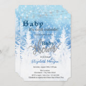 ワンダーランドの森の赤ちゃんシャワー外は寒い 招待状 (正面/裏面)
