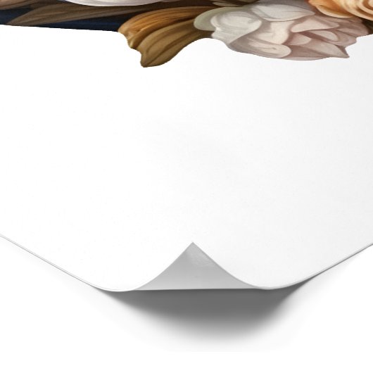 ワンダーランドの白うさぎのアリスが時計とバラ ポスター (角)