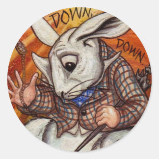 ワンダーランドの白うさぎアリス ラウンドシール