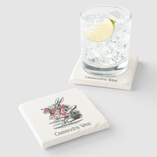 ワンダーランドの白うさぎコート・トランペーター・アリス ストーンコースター (横)