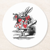 ワンダーランドの白うさぎコート・トランペーター・アリス ラウンドペーパーコースター (正面)