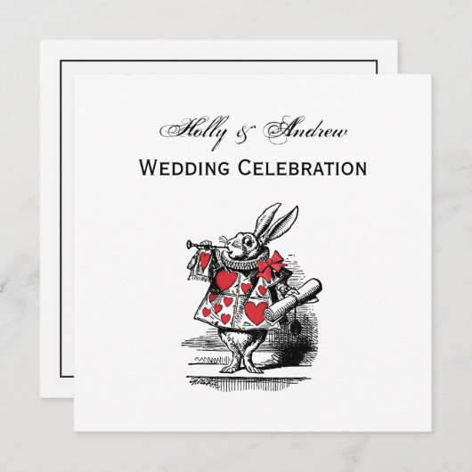 ワンダーランドの白うさぎコート・トランペーター・アリス 招待状 (正面/裏面)