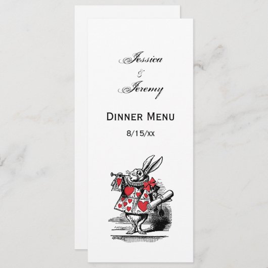 ワンダーランドの白うさぎコート・トランペーター・アリス 招待状 (正面/裏面)