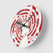 ワンダーランドの白うさぎ ラウンド壁時計 (傾斜)