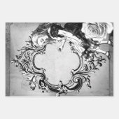 ワンダーランドの白と黒のア華美リス ラッピングペーパーシート (正面2)