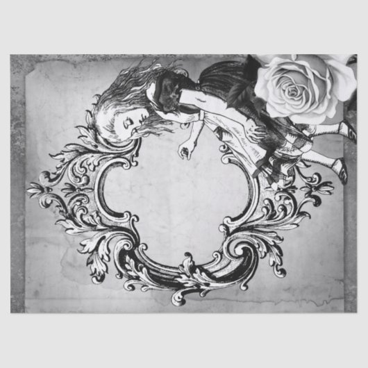 ワンダーランドの白と黒のア華美リス 薄葉紙 (正面)