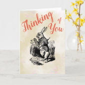 ワンダーランドの白考えうさぎのアリス カード (黄色い花)