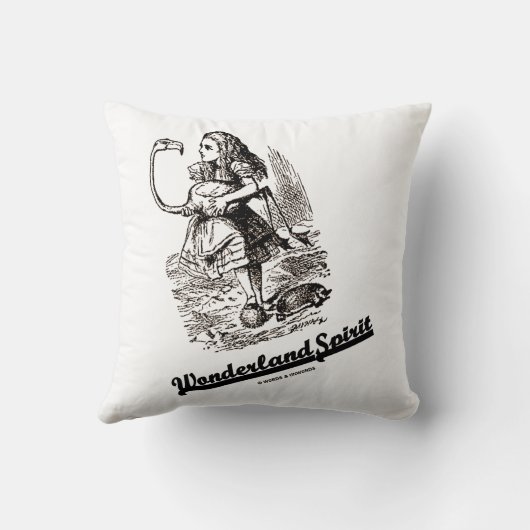 ワンダーランドの精霊アリスとフラミンゴのユーモア クッション (裏面)