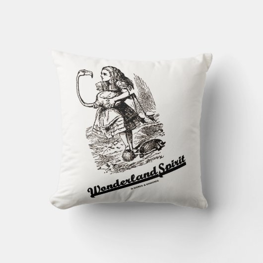 ワンダーランドの精霊アリスとフラミンゴのユーモア クッション (正面)