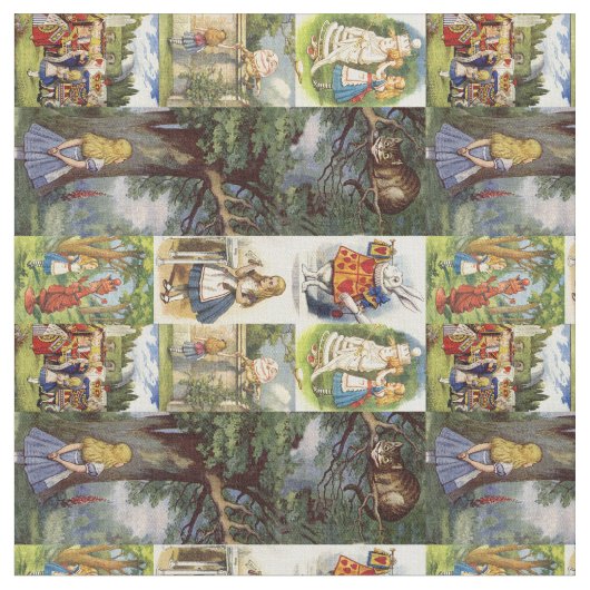 ワンダーランドの織物チェシャ猫 ファブリック (クローズアップ)