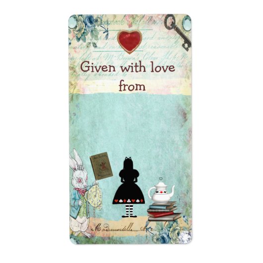 ワンダーランドの蔵書票でアリス一冊 ラベル (正面)