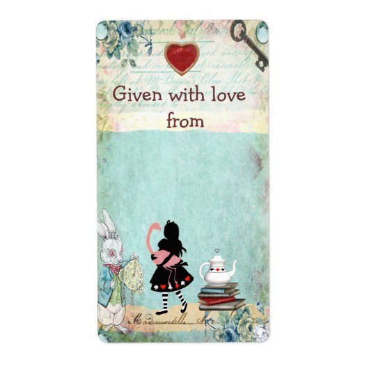 ワンダーランドの蔵書票でアリス一冊 ラベル (正面)