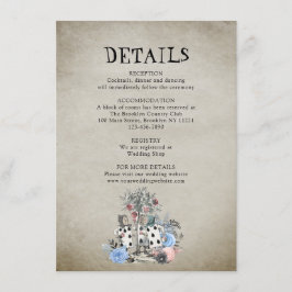 ワンダーランドの詳細でほこりっぽい青結婚アリス エンクロージャーカード