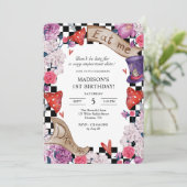 ワンダーランドの誕生日パーティーで少女のアリス 招待状 (スタンド正面)