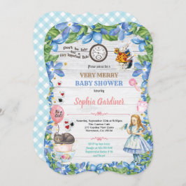 ワンダーランドの赤ちゃんガールシャワーの招待状のアリス 招待状