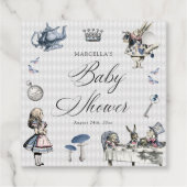 ワンダーランドの赤ちゃんシャワーでほこりっぽいブルー&ピンクアリス フェイバータグ (裏面)