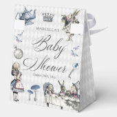 ワンダーランドの赤ちゃんシャワーでほこりっぽいブルー&ピンクアリス フェイバーボックス (裏面)