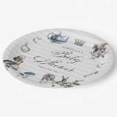 ワンダーランドの赤ちゃんシャワーでほこりっぽいブルー&ピンクアリス ペーパープレート (アングル)